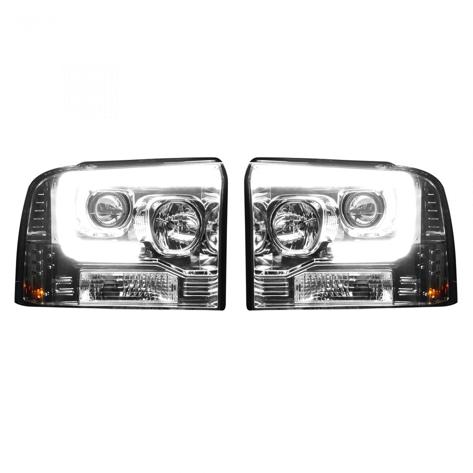 Ford Super Duty 05-07 Projector Headlights OLED Halos DRL Clear/Chrome
