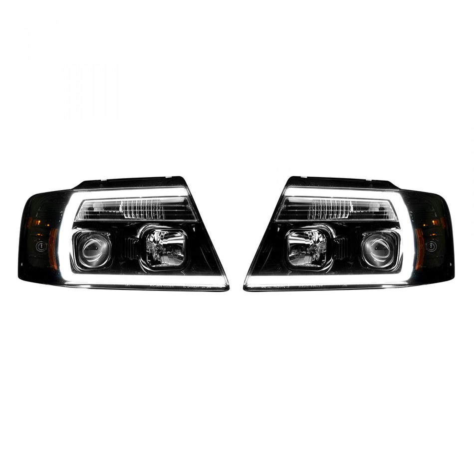 Ford F150 04-08 Projector Headlights OLED Halos &amp; DRL in Smoked/Black