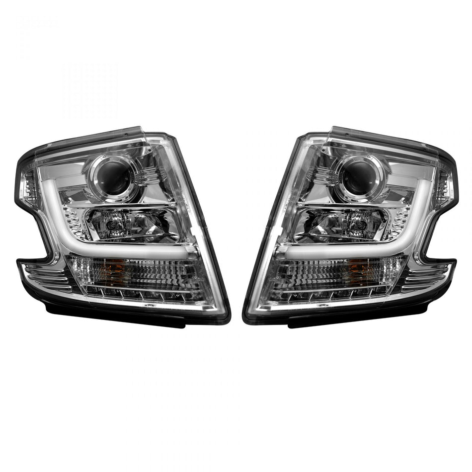 Chevy Tahoe 15-19 Projector Headlights OLED Halos &amp; DRL in Clear/Chrome