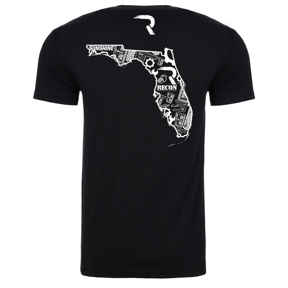 Illustrated Florida T-Shirt - Black w/ White Print